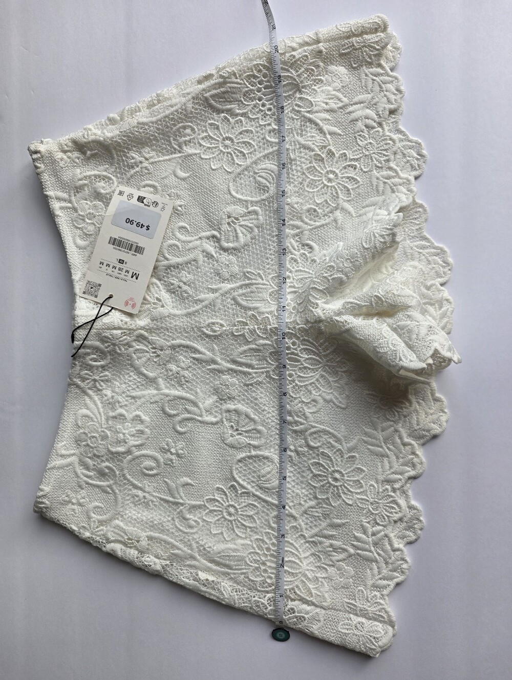 Zara White High-Rise Lace Floral Shorts - Picture 9 of 10
